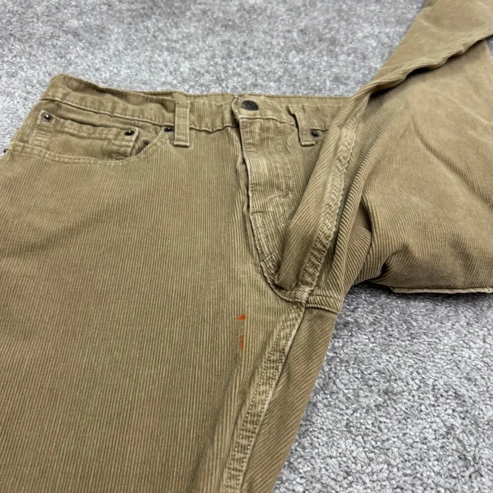 Levi's 502 Corduroy Straight Pants Mens 31 Brown Cord Tan Cotton Stretch Casual